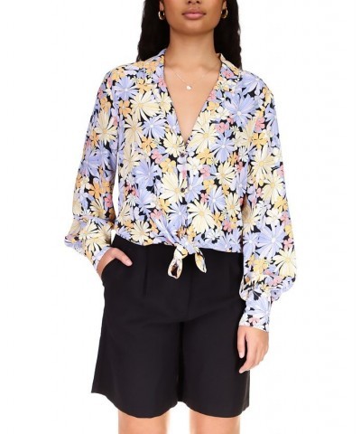 Women's Floral Tie-Front V-Neck Blouse Open $21.40 Tops