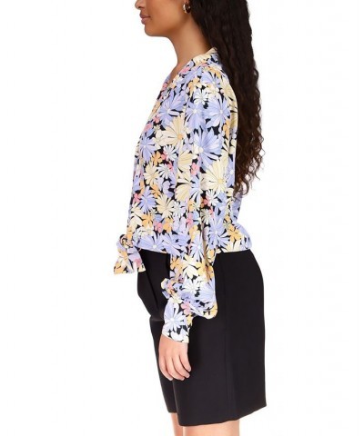 Women's Floral Tie-Front V-Neck Blouse Open $21.40 Tops