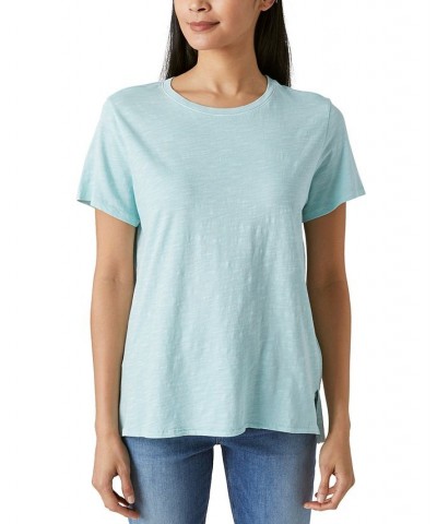 Women's Cotton Crewneck Short-Sleeve Tee Canal Blue $18.57 Tops