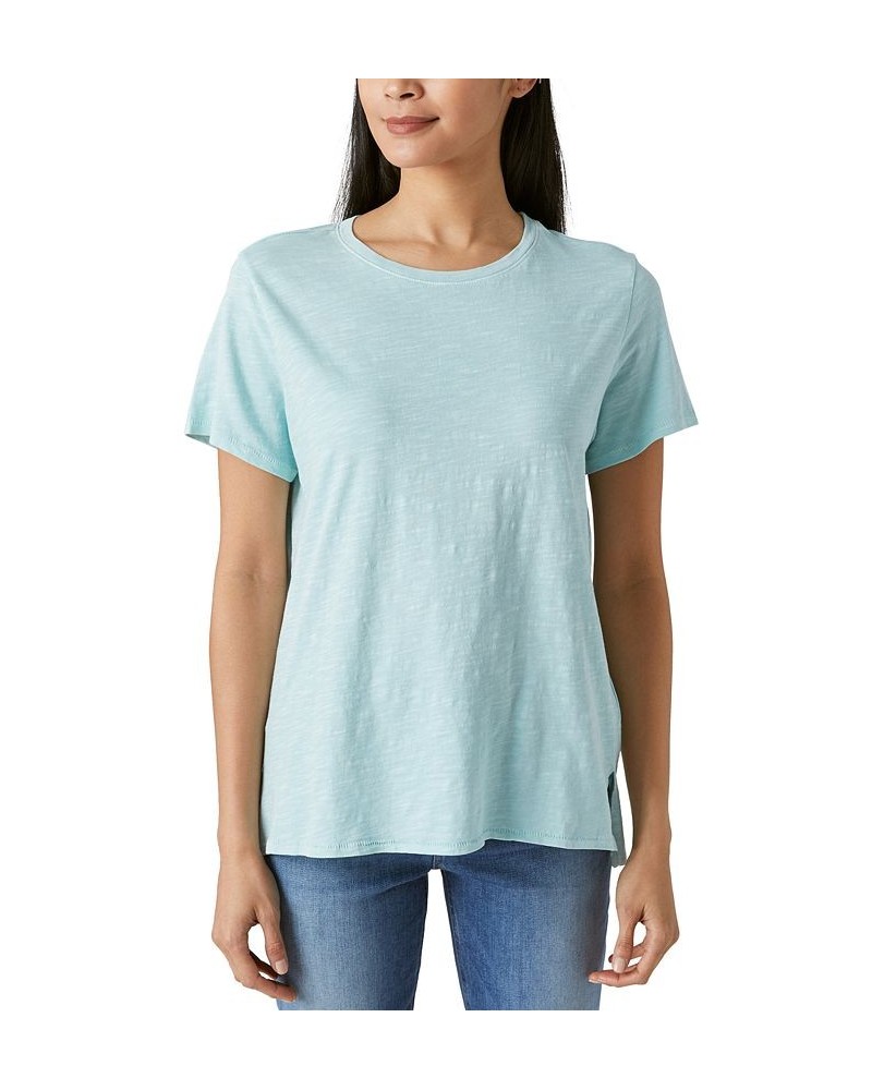 Women's Cotton Crewneck Short-Sleeve Tee Canal Blue $18.57 Tops