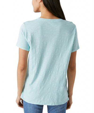 Women's Cotton Crewneck Short-Sleeve Tee Canal Blue $18.57 Tops