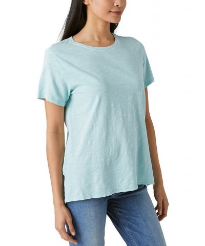 Women's Cotton Crewneck Short-Sleeve Tee Canal Blue $18.57 Tops