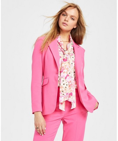 Women's Bi-Stretch Single-Button Long-Sleeve Blazer Berry Crush Multi $45.87 Jackets