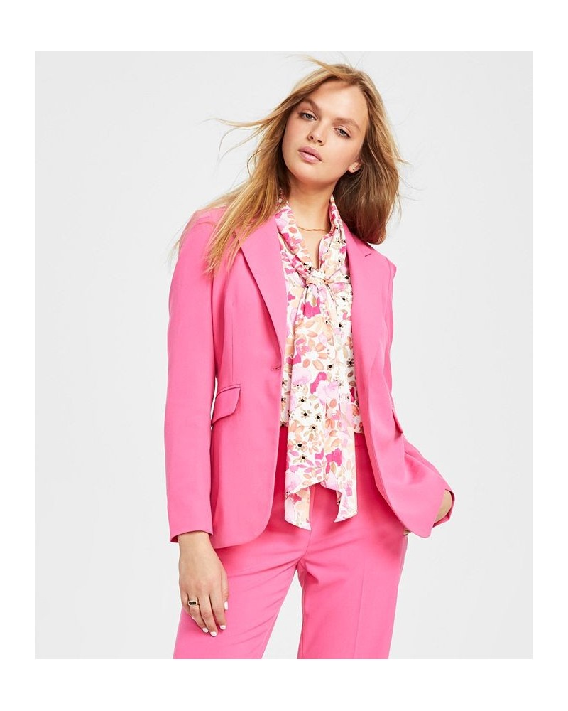 Women's Bi-Stretch Single-Button Long-Sleeve Blazer Berry Crush Multi $45.87 Jackets