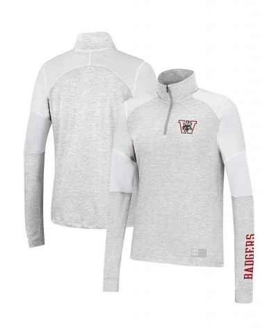 Women's Heathered Gray Wisconsin Badgers Sleeve Hit Raglan Quarter-Zip Jacket Heathered Gray $30.80 Jackets