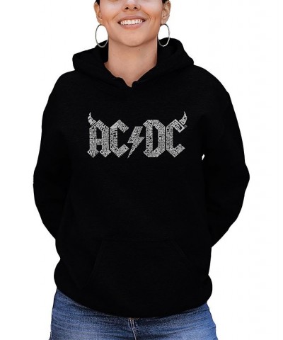 Women's Word Art Hooded ACDC Sweatshirt Top Black $27.60 Sweatshirts