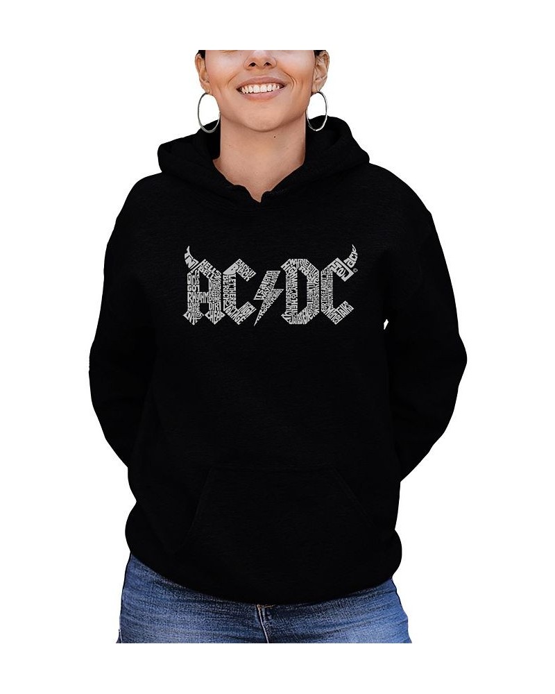 Women's Word Art Hooded ACDC Sweatshirt Top Black $27.60 Sweatshirts