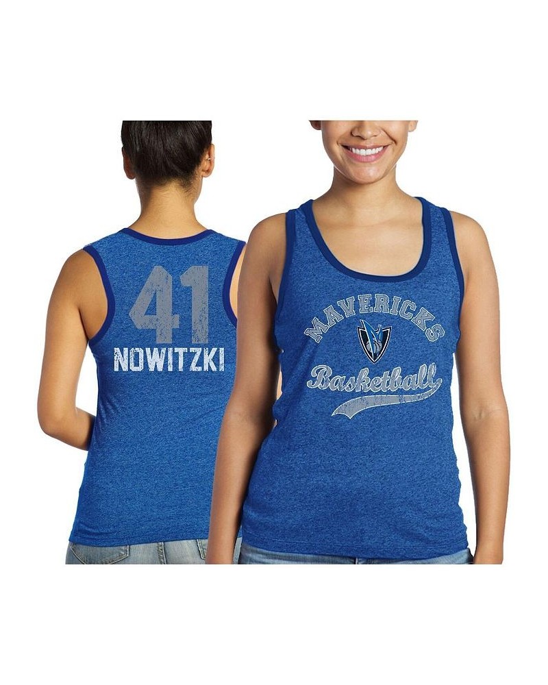 Women's Threads Dirk Nowitzki Royal Dallas Mavericks Name and Number Tri-Blend Tank Top Royal $22.09 Tops