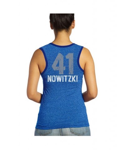 Women's Threads Dirk Nowitzki Royal Dallas Mavericks Name and Number Tri-Blend Tank Top Royal $22.09 Tops