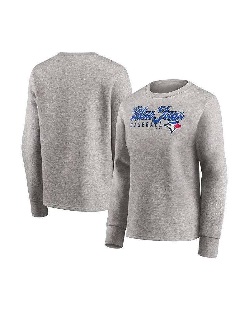 Women's Branded Heathered Gray Toronto Blue Jays Crew Pullover Sweater Heathered Gray $30.80 Sweaters