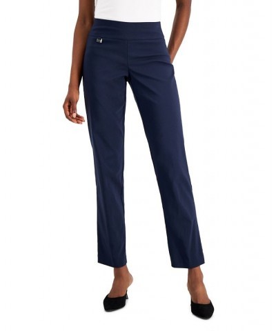 Petite Tummy-Control Straight-Leg Pants Blue $18.42 Pants