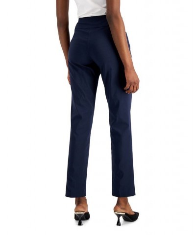 Petite Tummy-Control Straight-Leg Pants Blue $18.42 Pants