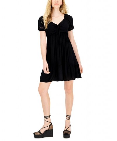 Juniors' V-Neck Short-Sleeve Tiered Dress Black $25.97 Dresses
