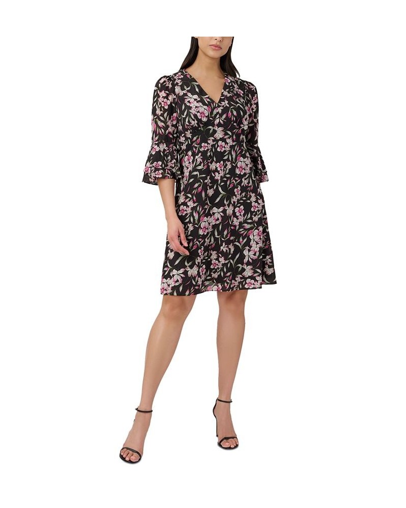 Floral-Print Fit & Flare Dress Black Multi $76.32 Dresses