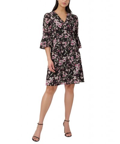 Floral-Print Fit & Flare Dress Black Multi $76.32 Dresses