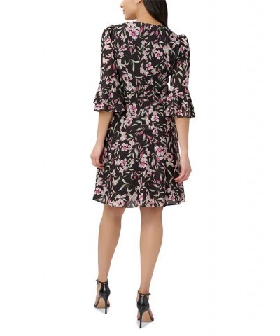 Floral-Print Fit & Flare Dress Black Multi $76.32 Dresses