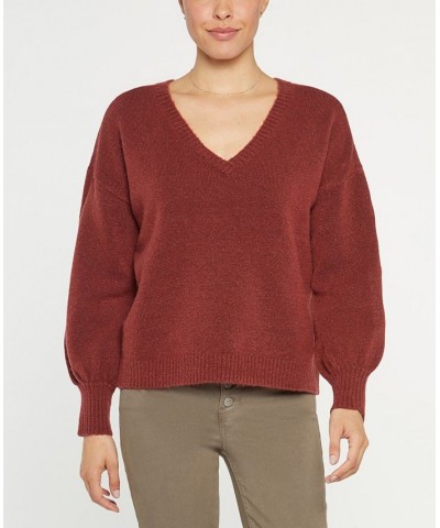 Women's V-Neck Sweater Brown $46.87 Sweaters