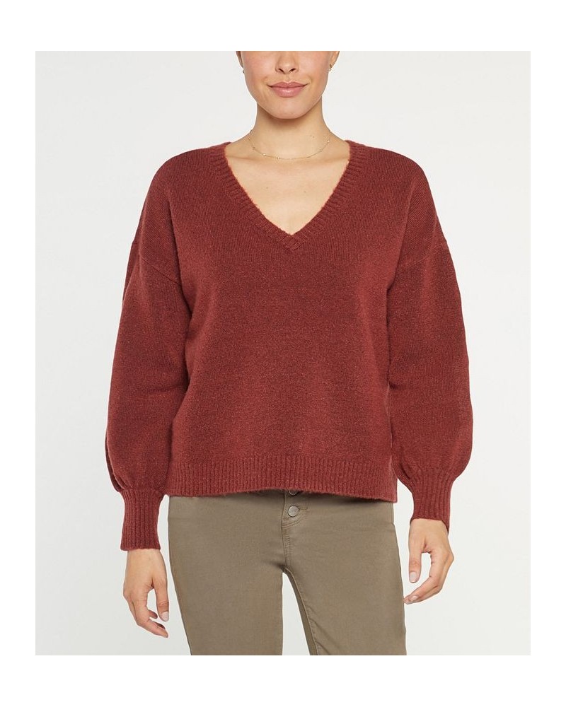 Women's V-Neck Sweater Brown $46.87 Sweaters