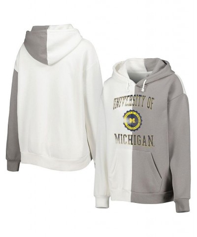 Women's Gray White Michigan Wolverines Split Pullover Hoodie Gray, White $43.99 Sweatshirts