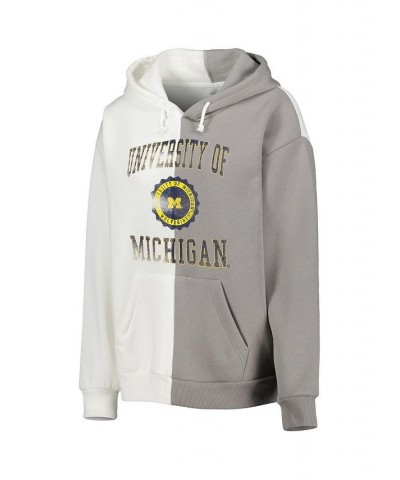 Women's Gray White Michigan Wolverines Split Pullover Hoodie Gray, White $43.99 Sweatshirts