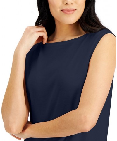 Petite Boat-Neck Tank Top Blue $9.68 Tops