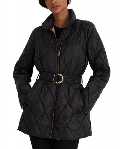 Women's Packable Belted Coat Black $67.08 Coats