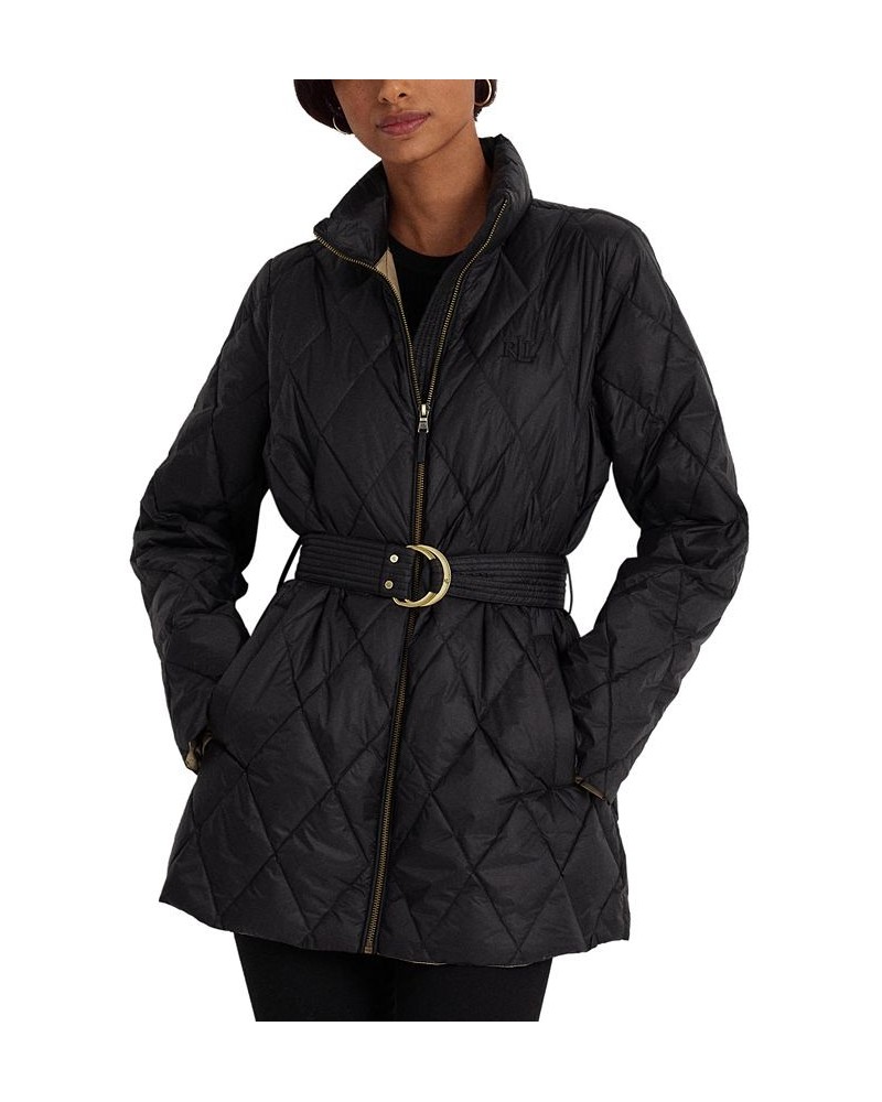 Women's Packable Belted Coat Black $67.08 Coats