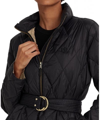 Women's Packable Belted Coat Black $67.08 Coats