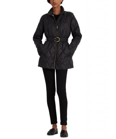 Women's Packable Belted Coat Black $67.08 Coats