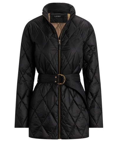 Women's Packable Belted Coat Black $67.08 Coats