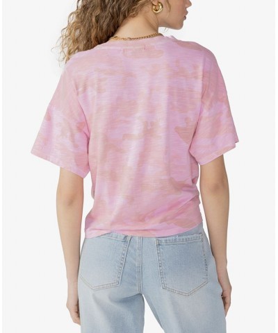 Women's Everyday Camo-Print Tie-Front Tee WASHED TAFFY PINK $20.01 Tops