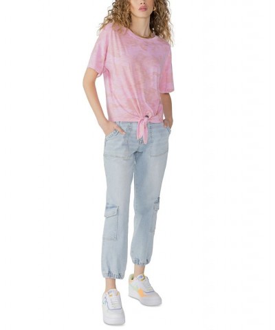 Women's Everyday Camo-Print Tie-Front Tee WASHED TAFFY PINK $20.01 Tops