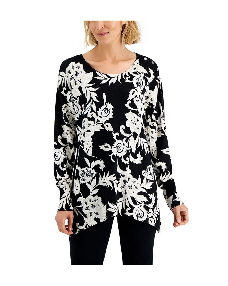 Petite Ambar Sharkbite Sweater Deep Black Combo $12.39 Sweaters