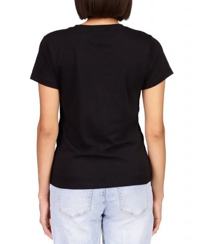 Women's Cut To The Chase Short-Sleeve Cut-Out Top Black $15.80 Tops