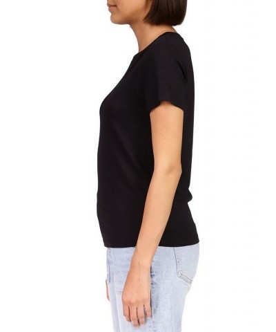 Women's Cut To The Chase Short-Sleeve Cut-Out Top Black $15.80 Tops