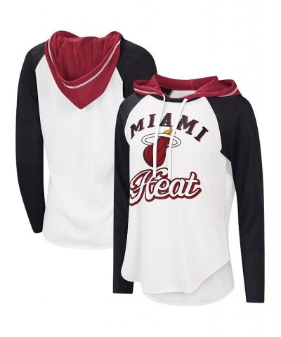 Women's White Miami Heat MVP Raglan Hoodie Long Sleeve T-shirt White $29.99 Tops