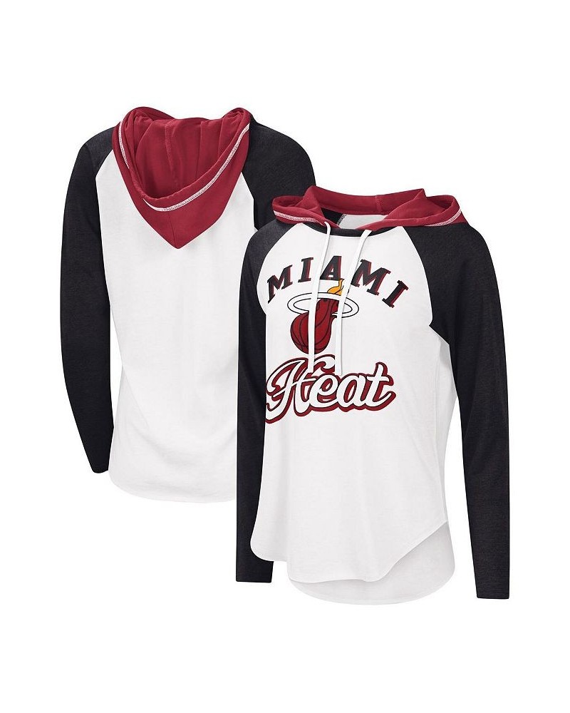 Women's White Miami Heat MVP Raglan Hoodie Long Sleeve T-shirt White $29.99 Tops