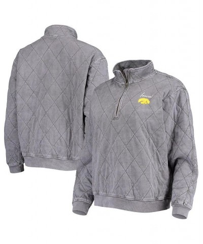 Women's Charcoal Iowa Hawkeyes Unstoppable Chic Quilted Quarter-Zip Jacket Charcoal $37.79 Jackets