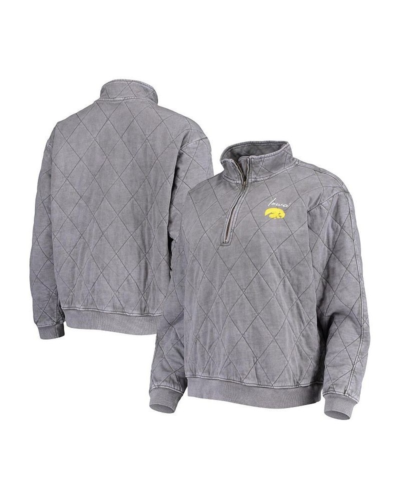 Women's Charcoal Iowa Hawkeyes Unstoppable Chic Quilted Quarter-Zip Jacket Charcoal $37.79 Jackets