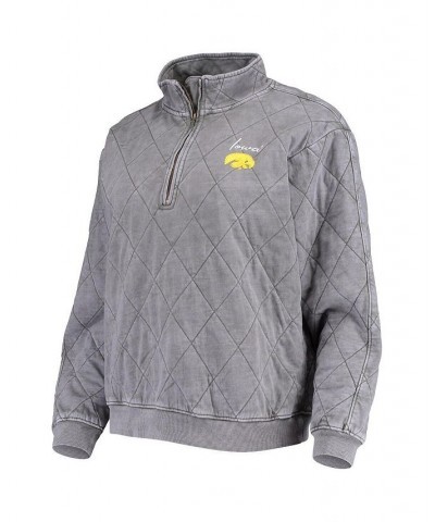 Women's Charcoal Iowa Hawkeyes Unstoppable Chic Quilted Quarter-Zip Jacket Charcoal $37.79 Jackets