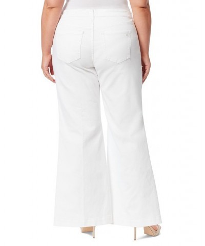 Trendy Plus Size True Love Wide-Leg Trouser Jeans White $50.37 Jeans