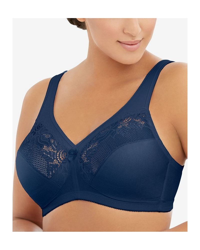 Women's Full Figure Plus Size MagicLift Wirefree Minimizer Support Bra Blue $24.00 Bras