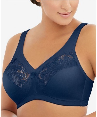 Women's Full Figure Plus Size MagicLift Wirefree Minimizer Support Bra Blue $24.00 Bras