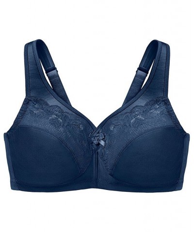 Women's Full Figure Plus Size MagicLift Wirefree Minimizer Support Bra Blue $24.00 Bras