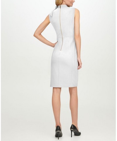 Women's Tie-Neck Sleeveless Bodycon Dress Cream $41.99 Dresses