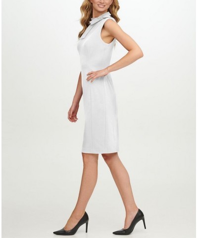 Women's Tie-Neck Sleeveless Bodycon Dress Cream $41.99 Dresses