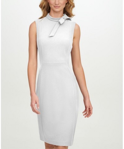 Women's Tie-Neck Sleeveless Bodycon Dress Cream $41.99 Dresses