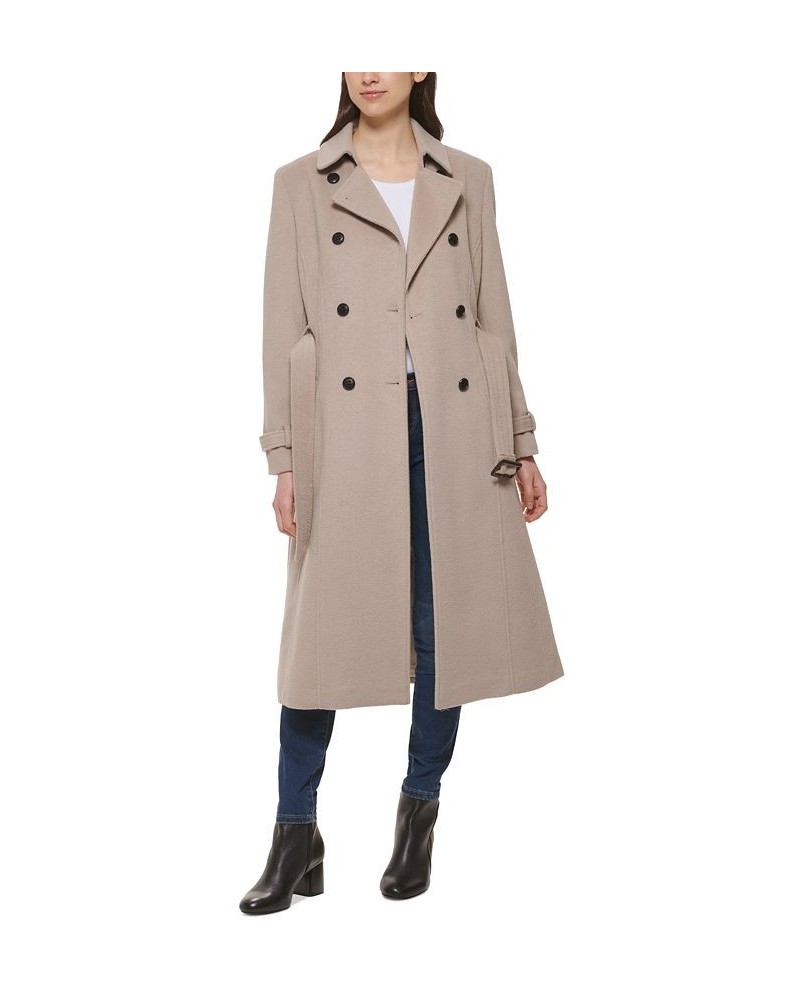 Women's Double-Breasted Belted Trench Coat Tan/Beige $101.50 Coats