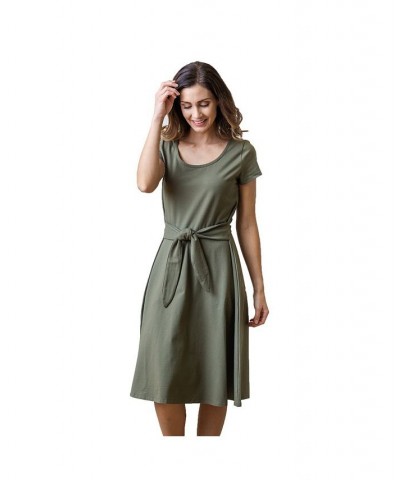 Women's Tie Waist Knit Dress Green $29.97 Dresses