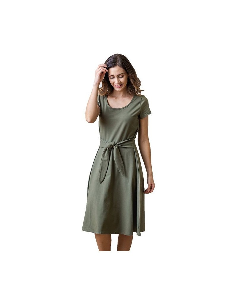 Women's Tie Waist Knit Dress Green $29.97 Dresses